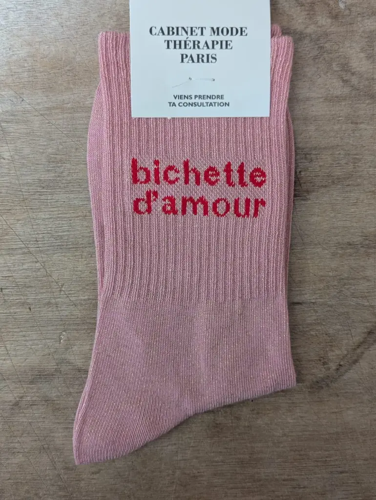 BICHETTE D'AMOUR ROSE  - CHAUSSETTES GLITTER ADULTES