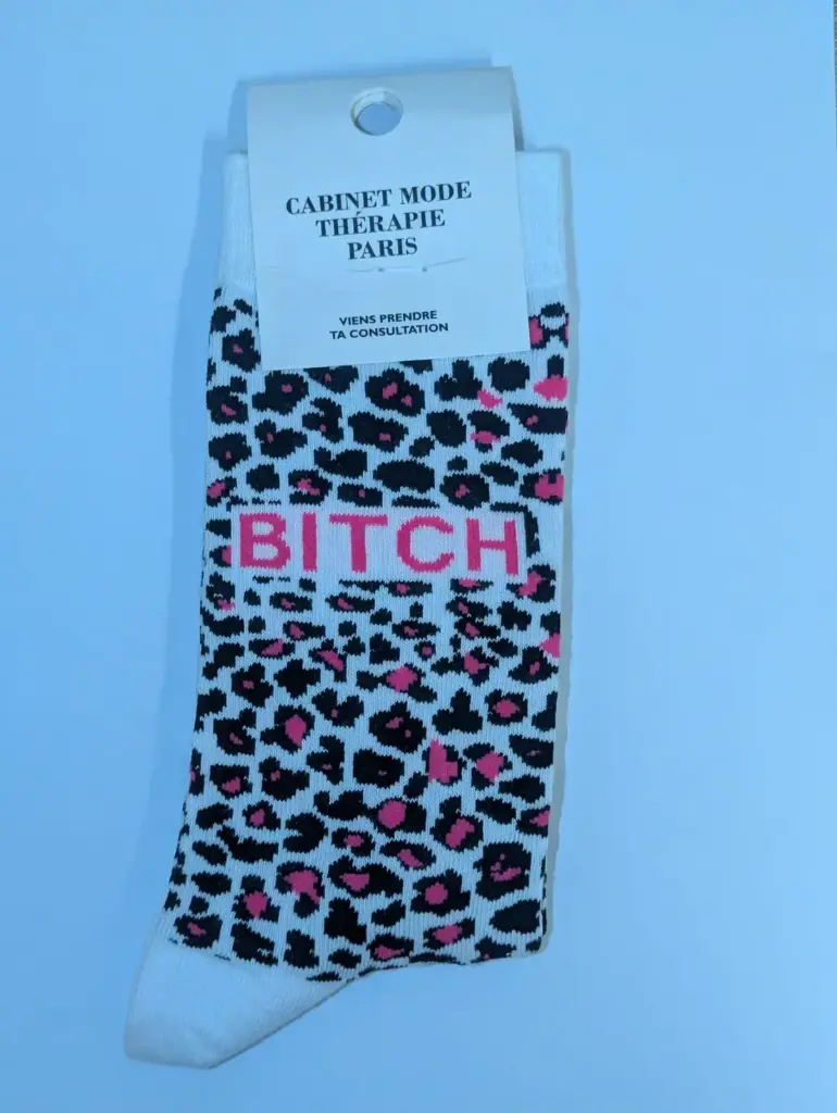 BITCH ROSE LEOPARD BLANC  - CHAUSSETTES ADULTES