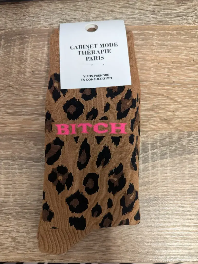 LEOPARD BRUN / BITCH ROSE  - CHAUSSETTES ADULTES