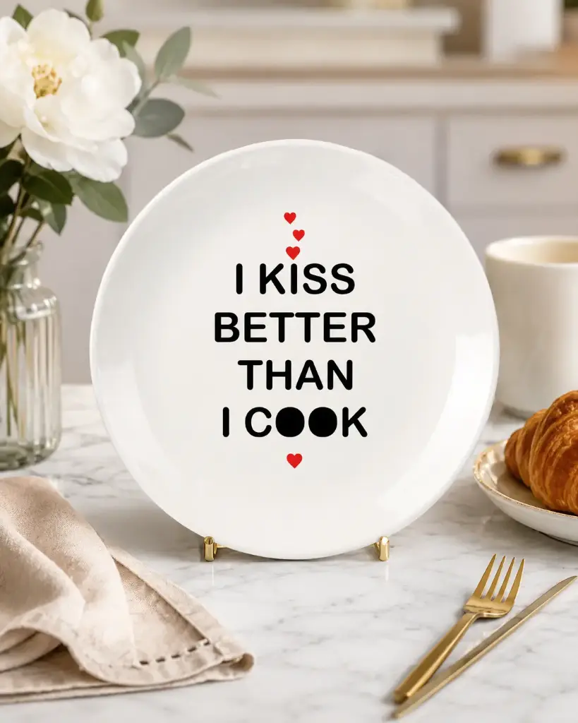 I KISS BETTER THAN I COOK ASSIETTE BLANCHE  - ASSIETTES