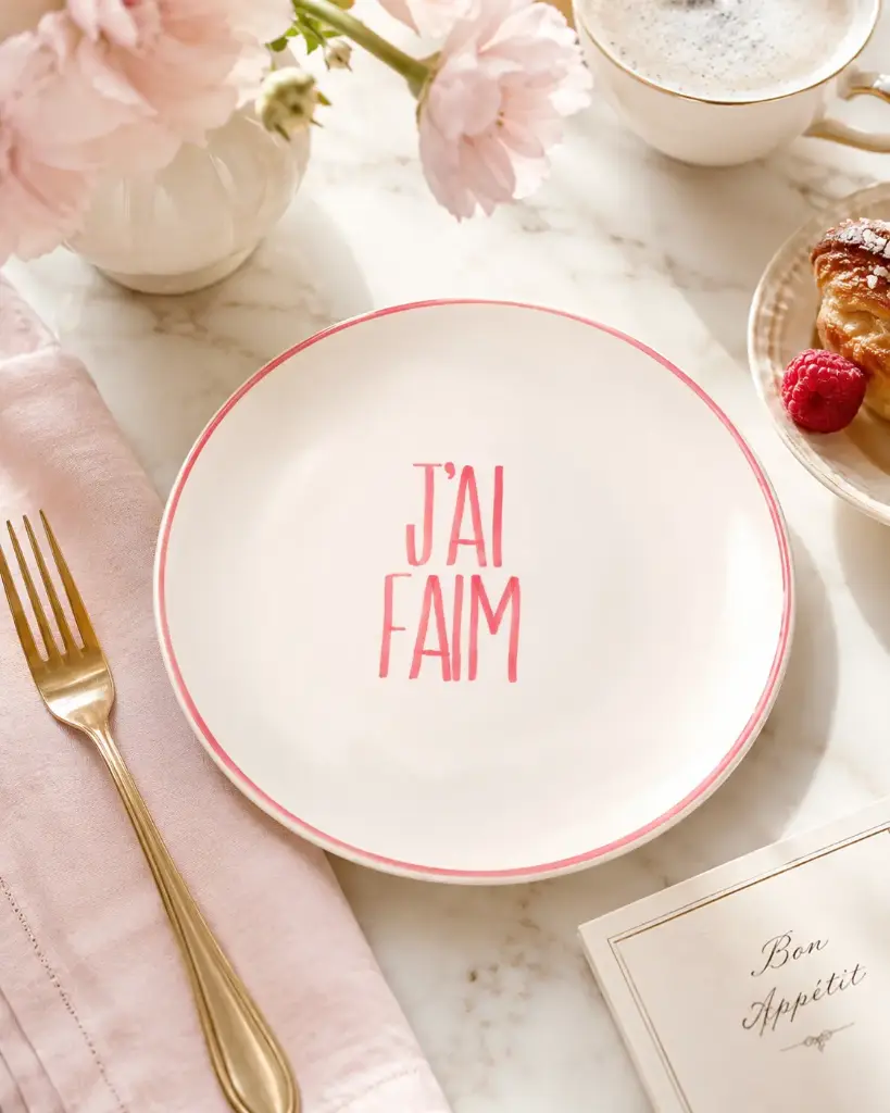 J'AI FAIM ASSIETTE ROSE  - ASSIETTES