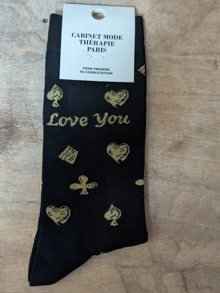 JE T'AIME CARTE A JOUER  - CHAUSSETTES ADULTES