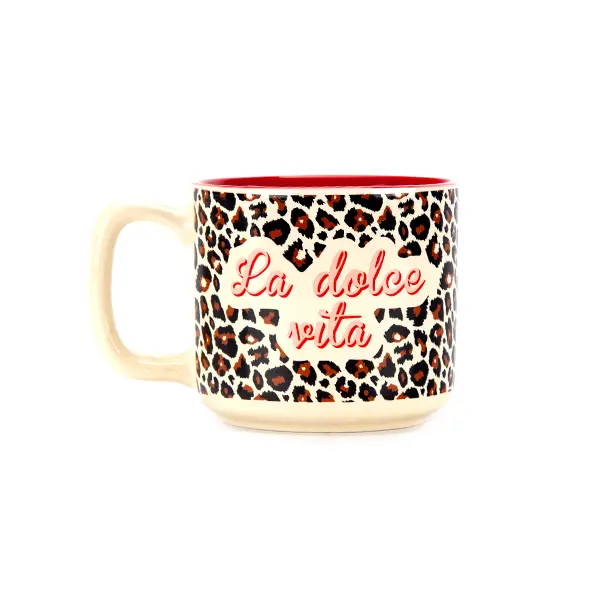 LA DOLCE VITA LÉOPARD FOND ROUGE  - TASSE MEDIUM