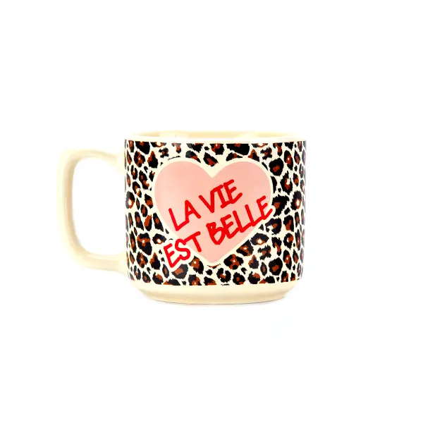 TASSE MEDIUM - LA VIE EST BELLE LÉOPARD MESSAGE 