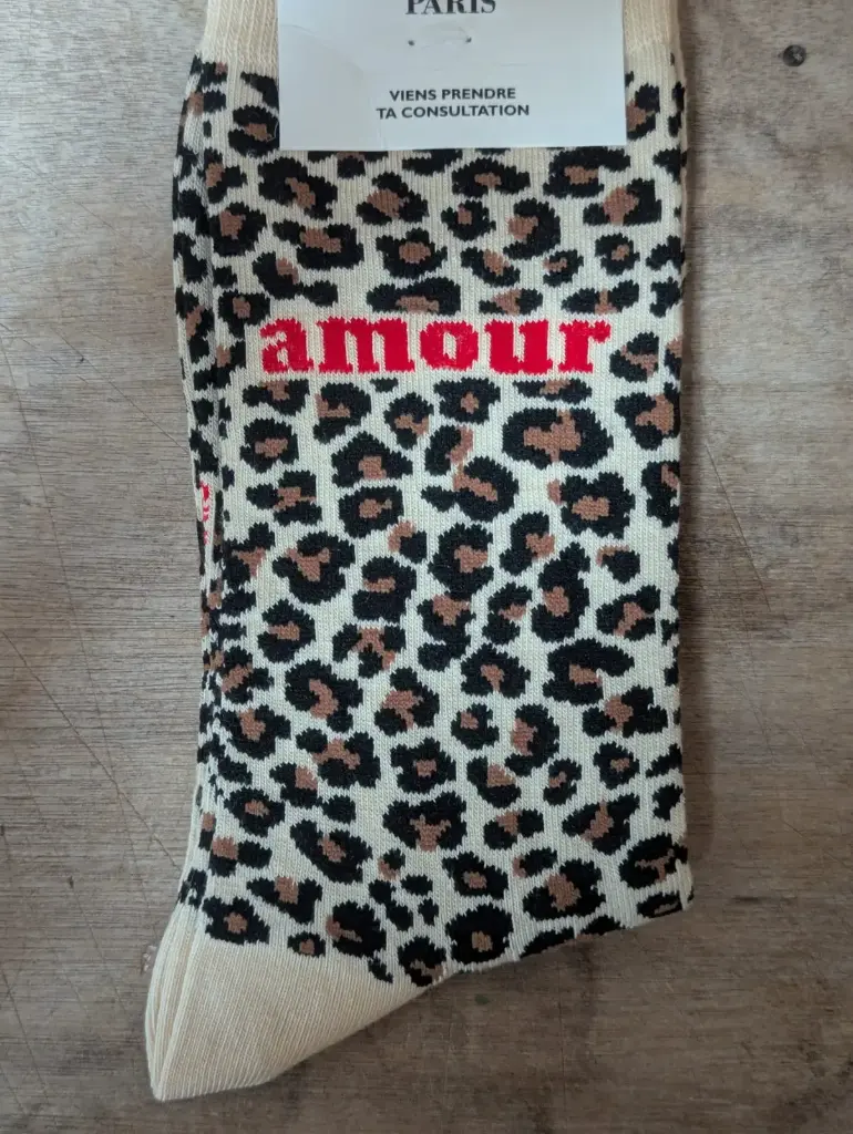 LEOPARD BEIGE AMOUR  - CHAUSSETTES ADULTES