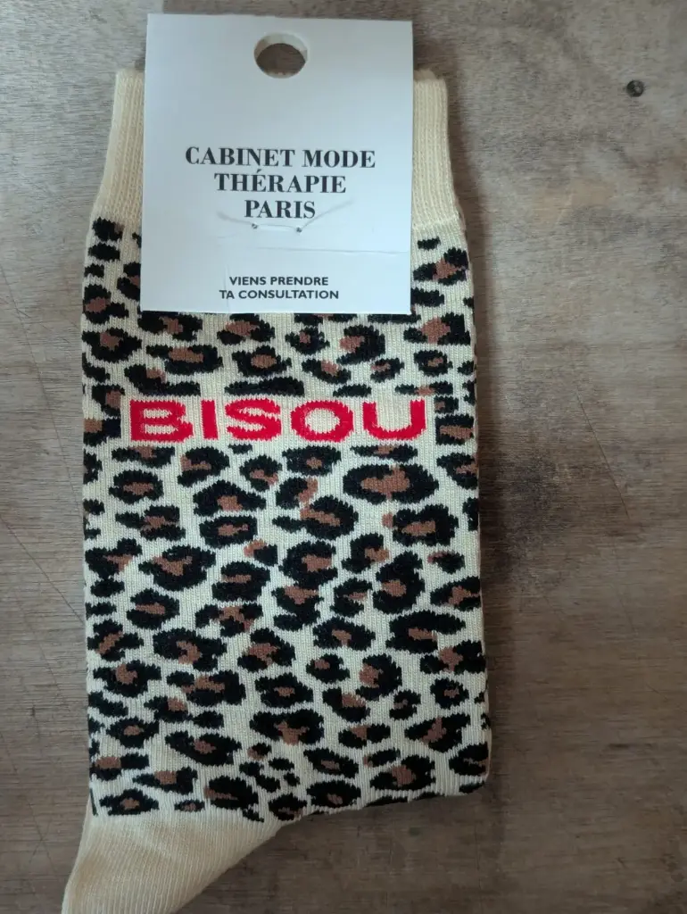 LEOPARD BEIGE BISOU  - CHAUSSETTES ADULTES