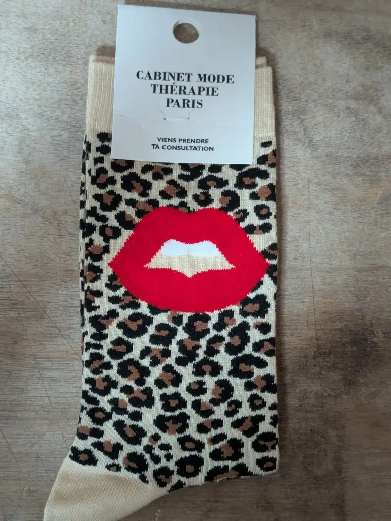 LEOPARD BEIGE BOUCHE  - CHAUSSETTES ADULTES