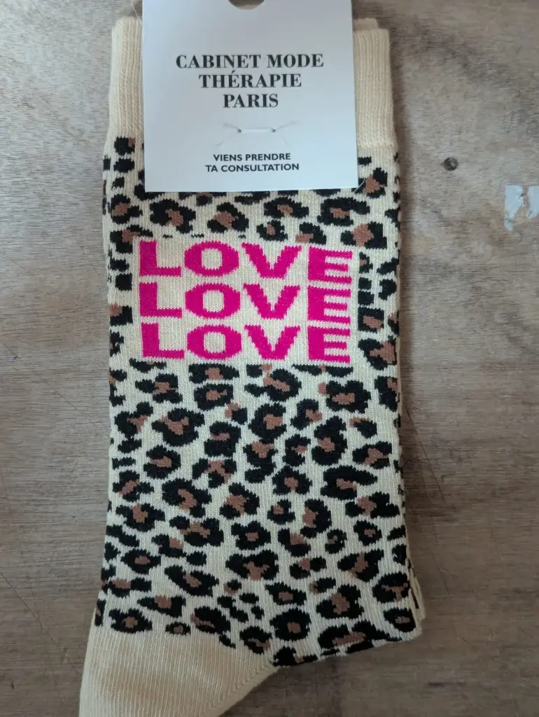 LEOPARD BEIGE LOVE LOVE  - CHAUSSETTES ADULTES