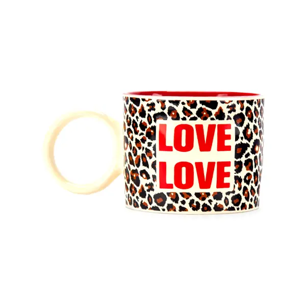  TASSE GRANDE - LOVE LOVE LEOPARD FOND ROUGE 