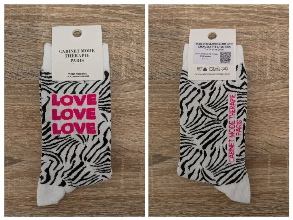LOVE LOVE LOVE ZEBRE  - CHAUSSETTES ADULTES