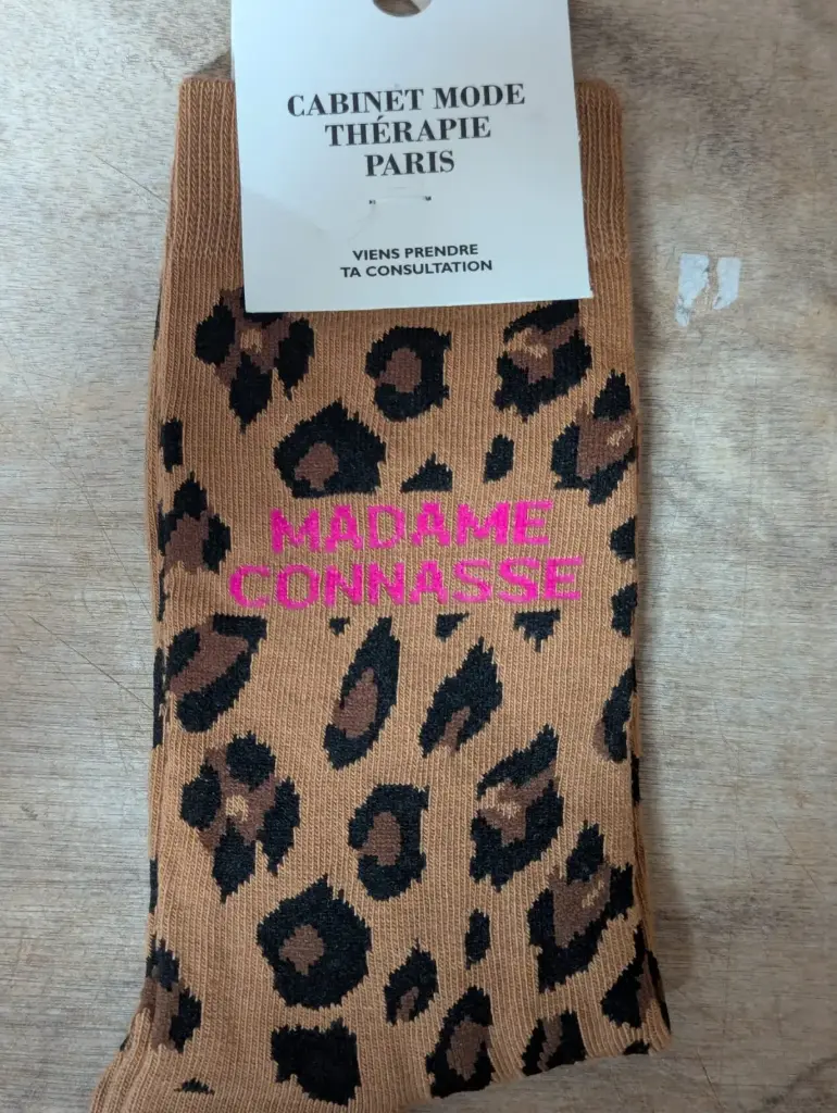MADAME CONNASSE LEOPARD BRUN - CHAUSSETTES ADULTES