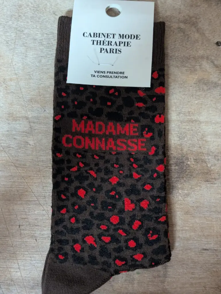 MADAME CONNASSE LEOPARD ROUGE  - CHAUSSETTES ADULTES