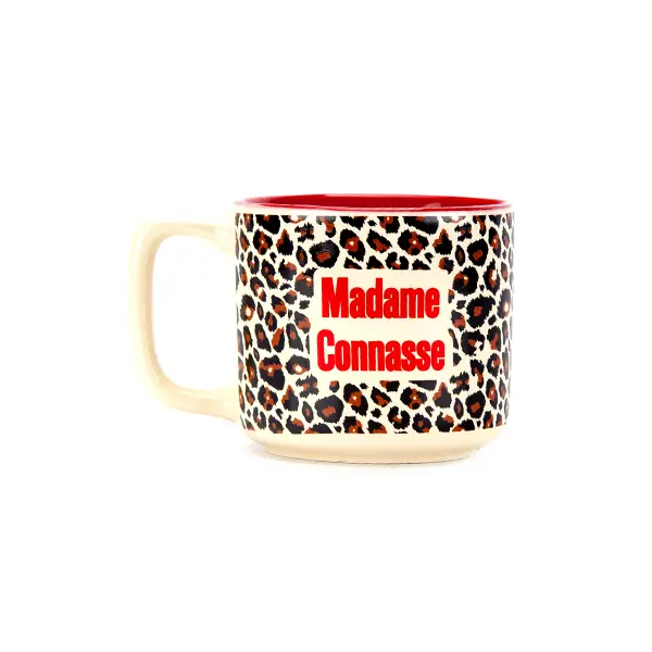 MADAME CONNASSE LÉOPARD FOND ROUGE  - TASSE MEDIUM
