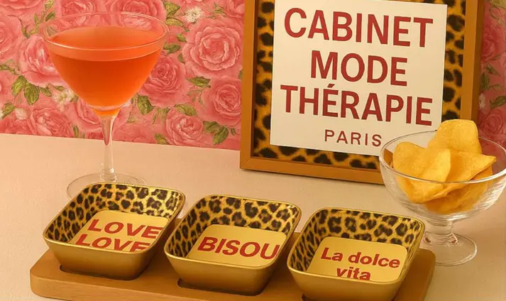 SET APEROO LÉOPARD AVEC PLATEAU  - SET APERO 