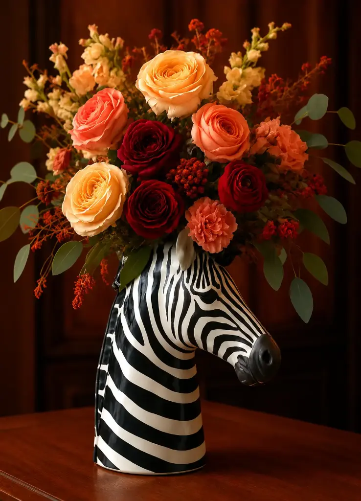 VASE ZÈBRE EN PORCELAINE  - LES PIÈCES UNIQUES