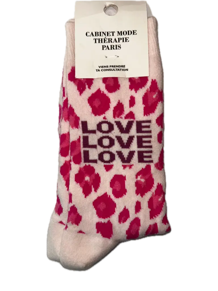 LEOPARD BLANC ROSE / LOVE LOVE - CHAUSSETTES ADULTES