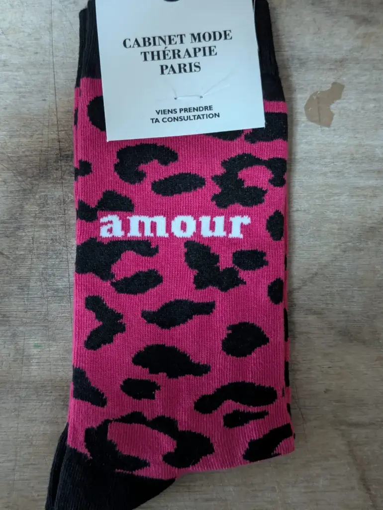 LEOPARD AMOUR FUCHSIA ROSE - CHAUSSETTES ADULTES