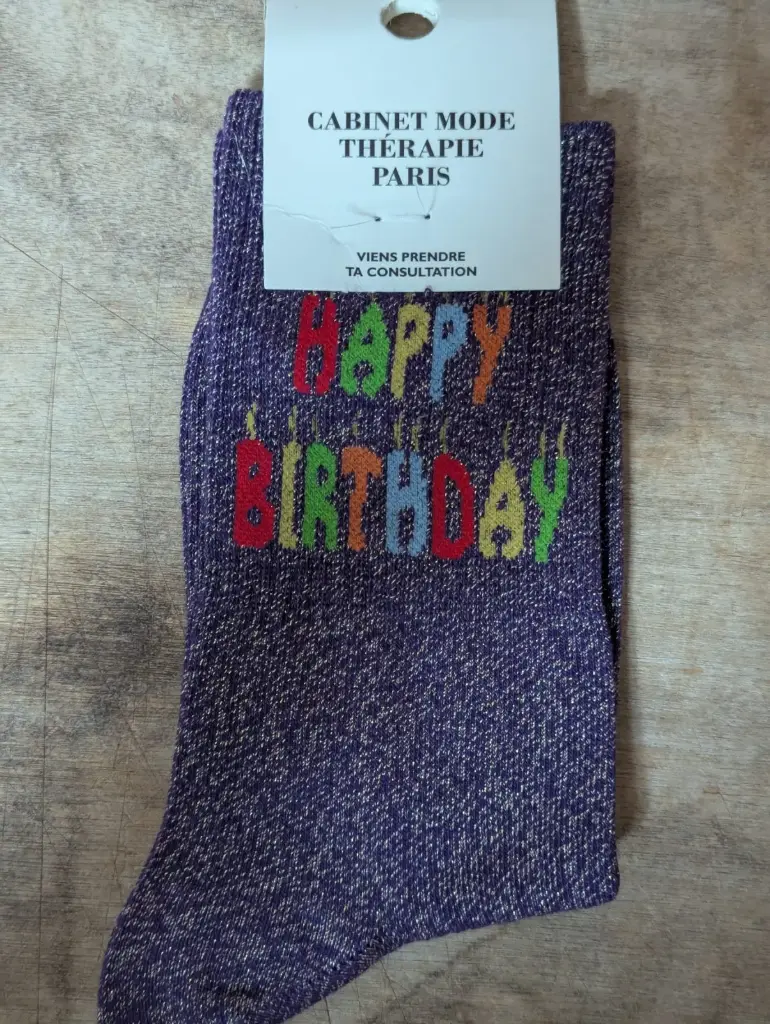 HAPPY BIRTHDAY VIOLET  - CHAUSSETTES GLITTER ADULTES