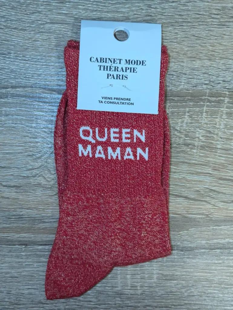 QUEEN MAMAN ROUGE  - CHAUSSETTES GLITTER ADULTES 