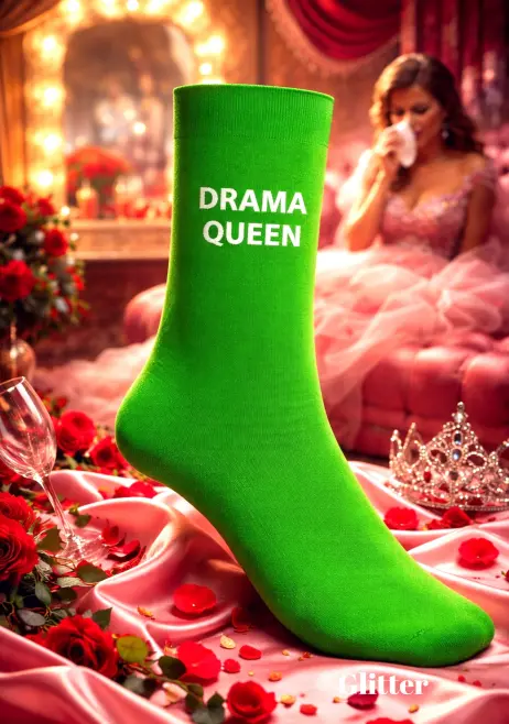 DRAMA QUEEN VERT - CHAUSSETTES GLITTER ADULTES 