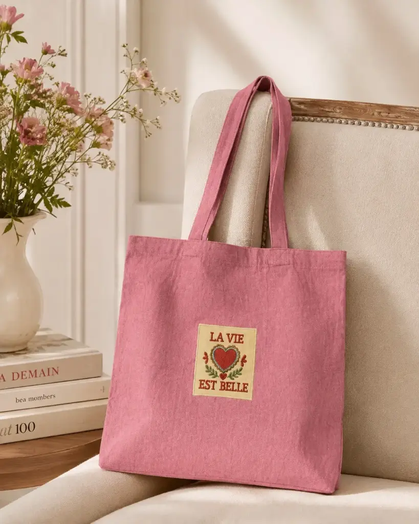 CABAS LA VIE EST BELLE ROSE - CABAS 40X10X40