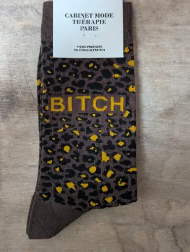 BITCH JAUNE LÉOPARD KAKI  - CHAUSSETTES ADULTES