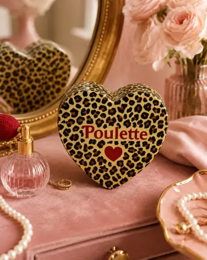 BOITE CŒUR LEOPARD POULETTE  - BOITES ALUMINIUM