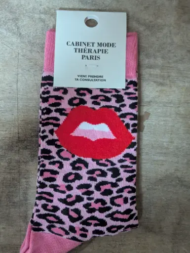 BOUCHE LEOPARD ROSE  - CHAUSSETTES ADULTES