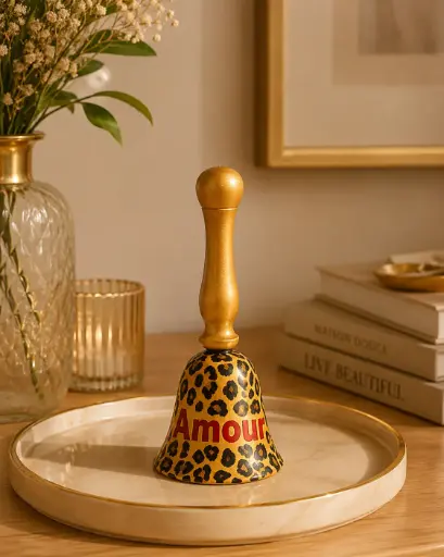 CLOCHE DE TABLE AMOUR LÉOPARD  - CLOCHES DE TABLE