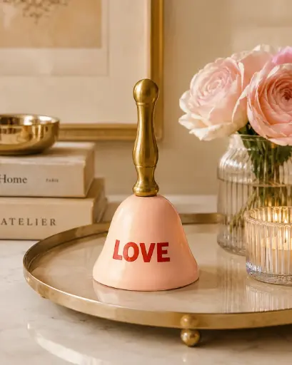 CLOCHE DE TABLE LOVE ROSE  - CLOCHES DE TABLE