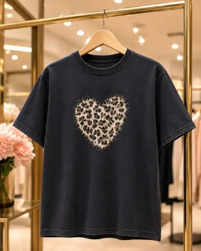 CŒUR LEOPARD  - TEE-SHIRT