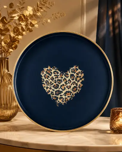 CŒUR LEOPARD ROND  - GRANDS PLATEAUX