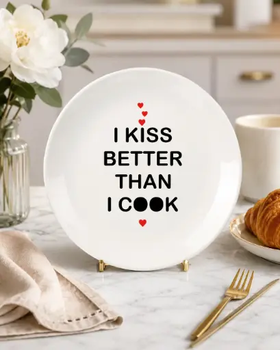 I KISS BETTER THAN I COOK ASSIETTE BLANCHE  - ASSIETTES