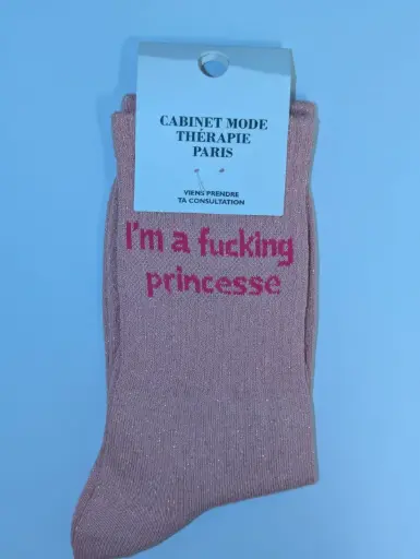 I'M FUCKING PRINCESSE ROSE  - CHAUSSETTES GLITTER ADULTES 