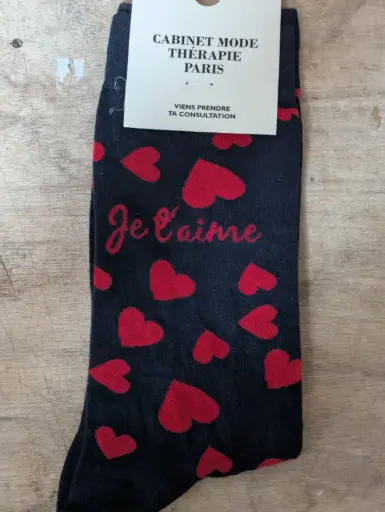 JE T'AIME COEURS ROUGE  - CHAUSSETTES ADULTES