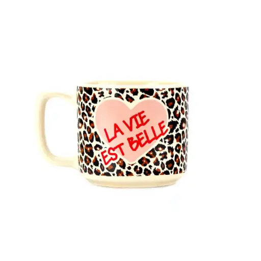 LA VIE EST BELLE LÉOPARD MESSAGE  - TASSE MEDIUM