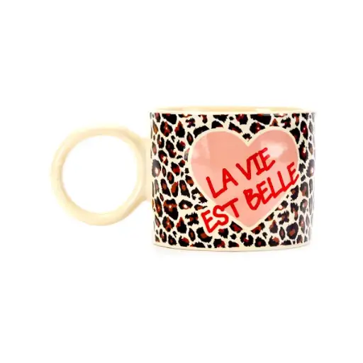  TASSE GRANDE - LA VIE EST BELLE LÉOPARD MESSAGE 