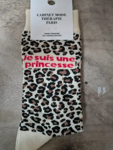 LEOPARD BEIGE JE SUIS UNE PRINCESSE  - CHAUSSETTES ENFANTS