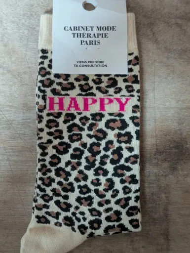 LEOPARD BEIGE HAPPY  - CHAUSSETTES ADULTES