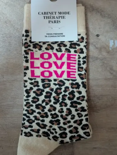 LEOPARD BEIGE LOVE LOVE  - CHAUSSETTES ADULTES