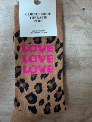 LEOPARD BRUN LOVE LOVE - CHAUSSETTES ENFANTS
