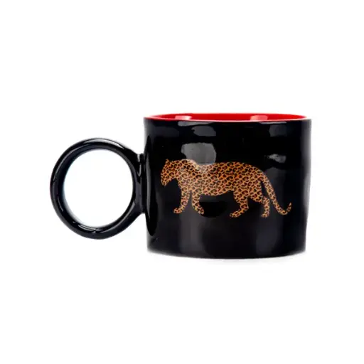 LEOPARD TASSE NOIRE  - TASSE GRANDE