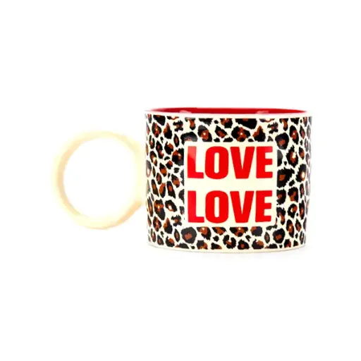  TASSE GRANDE - LOVE LOVE LEOPARD FOND ROUGE 