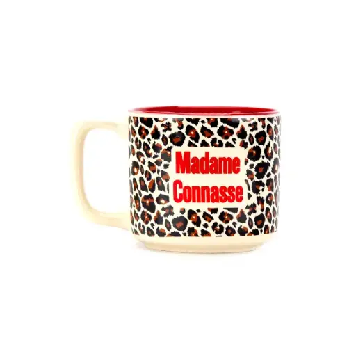 MADAME CONNASSE LÉOPARD FOND ROUGE  - TASSE MEDIUM