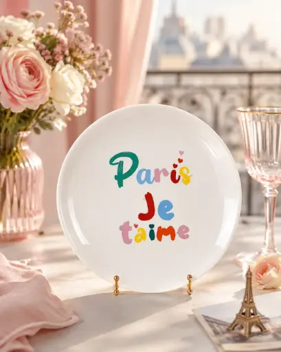 PARIS JE T'AIME ASSIETTE BLANCHE  - ASSIETTES