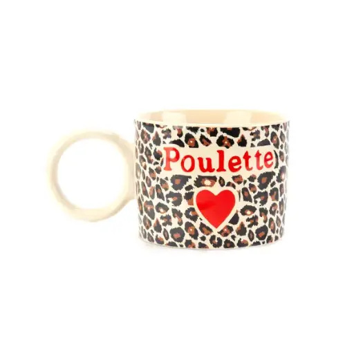 POULETTE LÉOPARD MESSAGE  - TASSE GRANDE