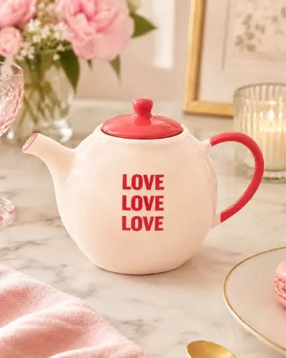 THÉIÈRE LOVE LOVE  - THÈIÈRE ROSE EN PORCELAINE