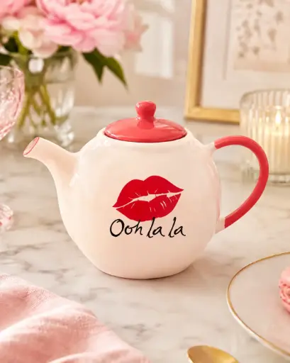 THÉIÈRE OOH LA LA  - THÈIÈRE ROSE EN PORCELAINE