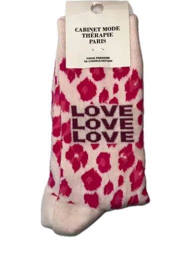 LEOPARD BLANC ROSE / LOVE LOVE - CHAUSSETTES ADULTES