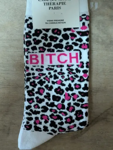 LEOPARD ROSE / BITCH - CHAUSSETTES ADULTES
